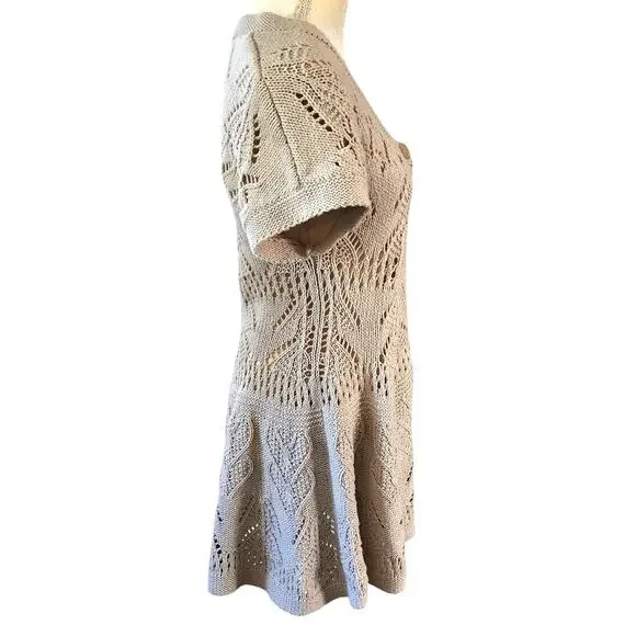 Anthropologie Sparrow Beige Button Down Sweater Cardigan Dress XL - Picture 3 of 4